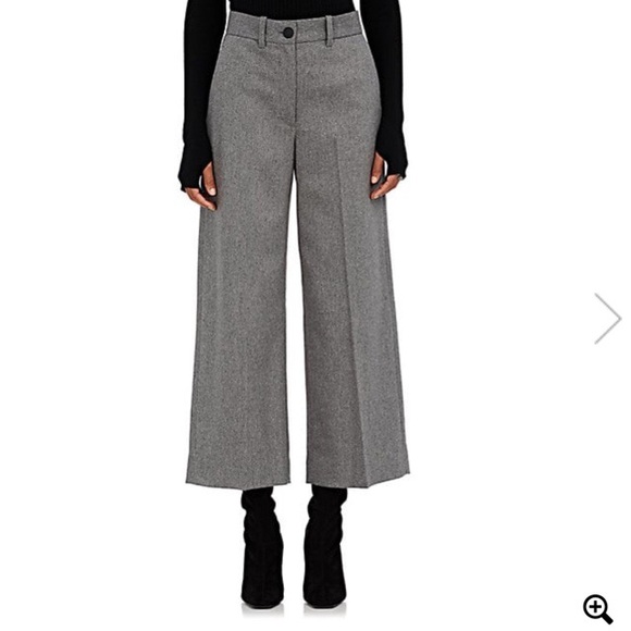 wool wide leg cropped pants